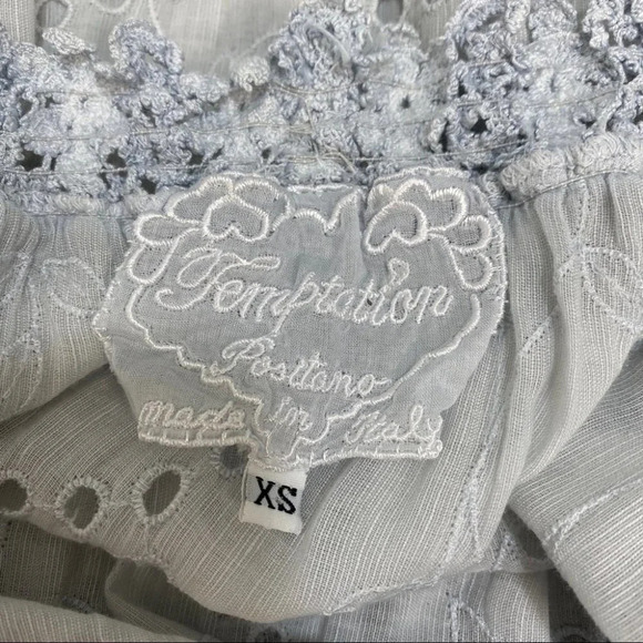 Temptation Positano Zinnia 100% Linen Embroidered Bell Sleeve Mini Dress Cover - Picture 4 of 11